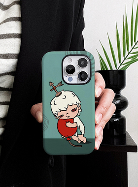 [Magsafe磁吸]蓝色抱球小野适用苹果16Promax磁吸二合一手机壳15Promax潮牌14Pro菲林磨砂13小众12高级感11软