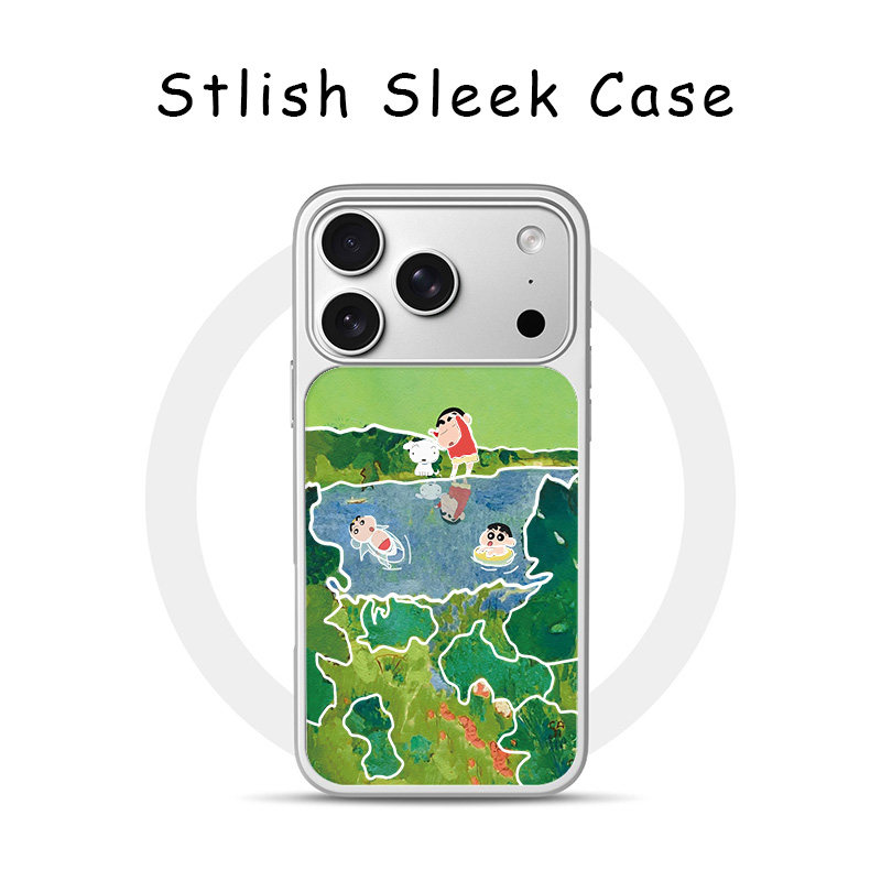 [Magsafe磁吸]春日邂逅小新适用苹果17Promax手机壳16Promax高级感电镀银亚克力15肤感玻璃潮牌可爱新款14