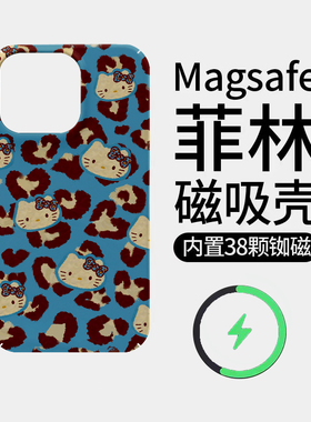 [Magsafe磁吸]可爱蓝色豹纹猫咪适用苹果16Promax菲林磁吸手机壳iPhone15Promax硬壳14潮牌新款超薄高级感11