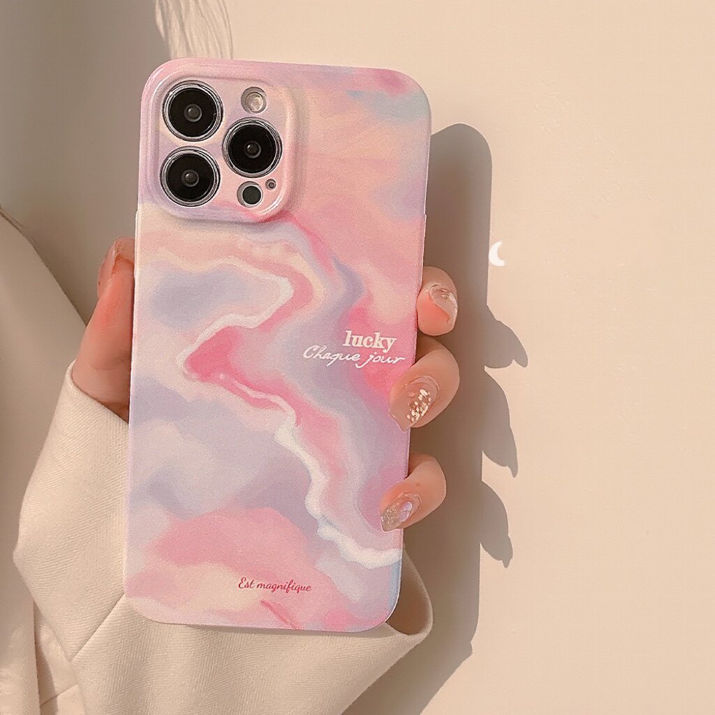韩国粉霞光菲林壳iphone14promax手机壳可爱女孩苹果12保护壳11适用13pro全包XS软妹子个性卡通8plus硬壳xr