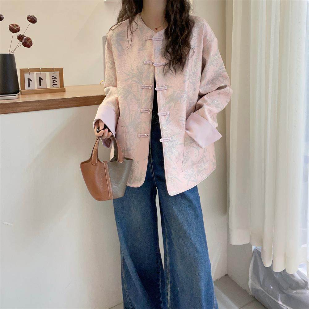 欧洲站2025早春新款欧货国风刺绣圆领盘扣外套女春秋新中式开衫女