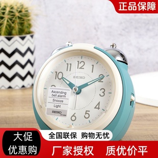 SEIKO日本精工钟静音简约夜光闹钟床头塑料超大闹铃防贪睡QHK054