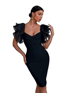 Black Slim Women's Party Dress 2024 Robe赫本风名媛气质长裙