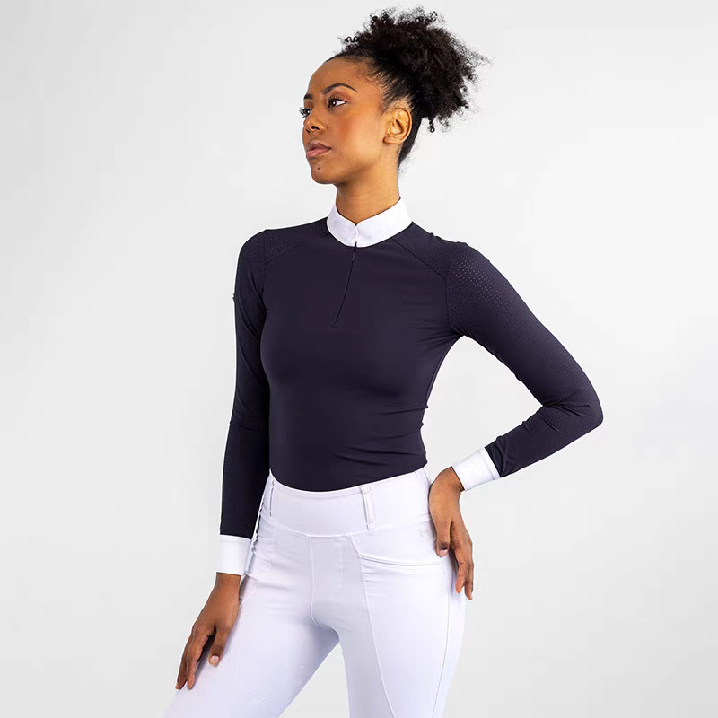 欧美爆版防晒骑马训练舒适透气速干面料骑士专业T恤马术衬衣