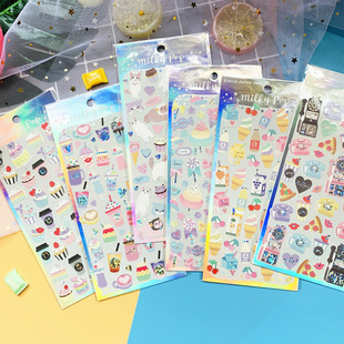 日本文具EAGLE 镭射手帐贴纸素材 银箔押 学生创意贴纸 日本制