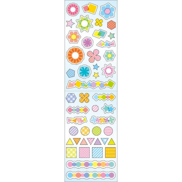 日本PINE BOOK贴纸 纸胶带素材 2种图案 6枚入 多彩图形