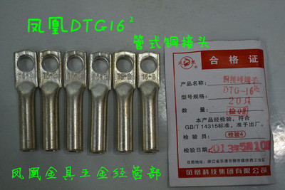 正品凤凰DTG镀锡厚件管式铜接头DTG-16MM2 铜鼻子 铜线耳  一只价