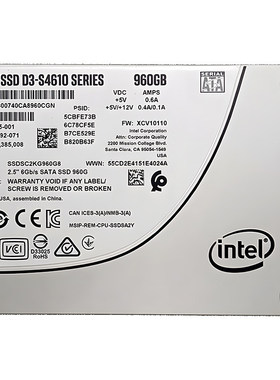 Intel/英特尔 S4610 960G SSD 企业级数据中心2.5寸SATA3固态硬盘