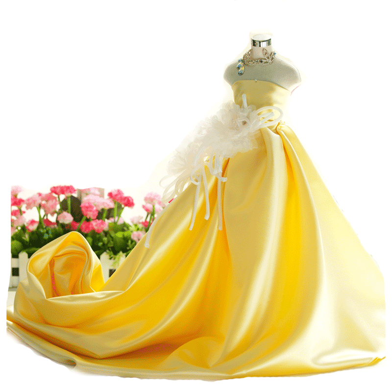 贡缎厚缎小有光婚纱礼服布料面料纱发窗帘diy面料绸缎黄色cos布料