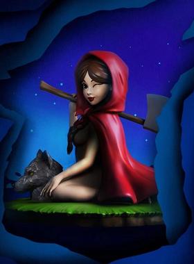 【TOP】现货 MIGHTY JAXX THE HUNTRESS 小红帽大灰狼 潮玩手办