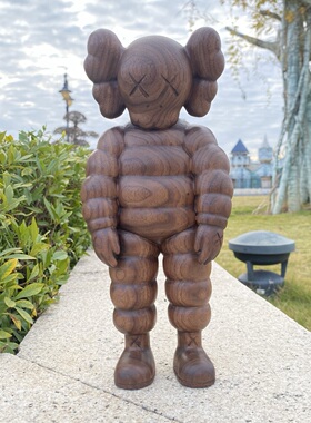 潮牌kaws实木公仔400%暴力熊bearbrick木头潮玩积木熊手办摆28cm