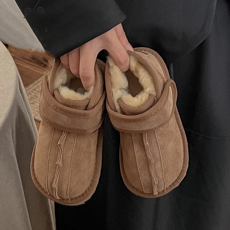 真皮小恐龙儿童雪地靴男童皮毛一体冬鞋子2025新款女童棉鞋冬季