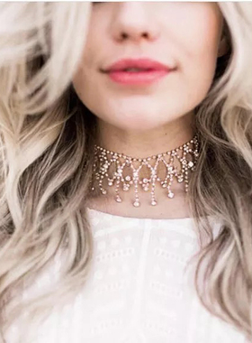 欧美夸张脖子饰品女项链chocker锁骨链短款网红日韩脖链流苏颈链