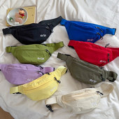 韩糖果色夏季 男女童休闲布包儿童轻便斜跨腰包出游ins风字母胸包