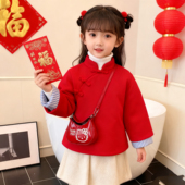 2026新年款 女童斜挎包儿童红色小包可爱卡通宝宝过年单肩包迷你包