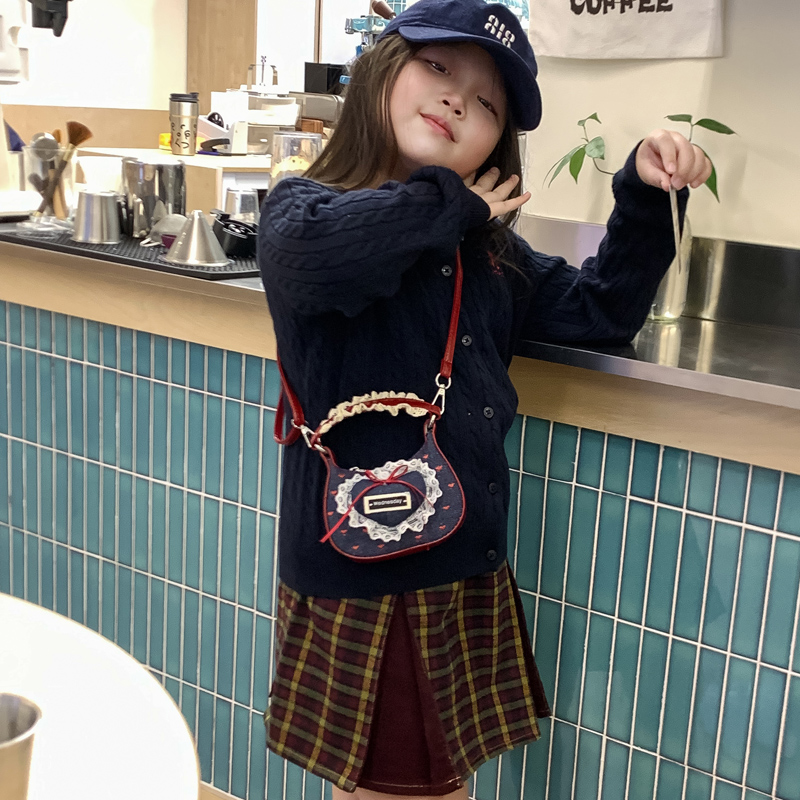 mini女童小众设计蕾丝蝴蝶结2025新款儿童甜美可爱斜挎迷你口红包