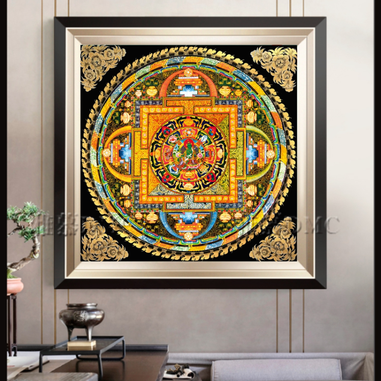 新款正品dmc棉线十字绣套件满绣手工客厅玄关中式绿度母坛城