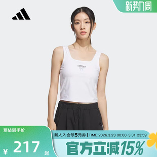 女蝴蝶结含胸垫背心KE5798 T恤夏新款 adidas阿迪达斯短款 吊带无袖