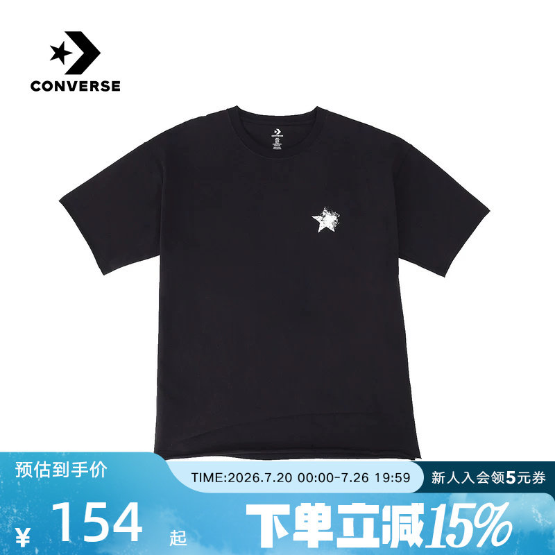 Converse匡威2026夏男女同款黑色圆领运动休闲短袖T恤 UCJ689-023