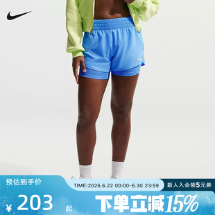 耐克NIKE夏季DRI-FIT ONE 女子速干中腰二合一跑步短裤DX6013-413