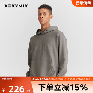 xexymix杰克茜男前胸LOGO连帽卫衣宽松套头春秋棉上衣FXTC2209G