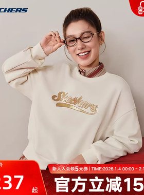Skechers斯凯奇卫衣26新年春女宽松针织套头休闲服 L126W001/01SV