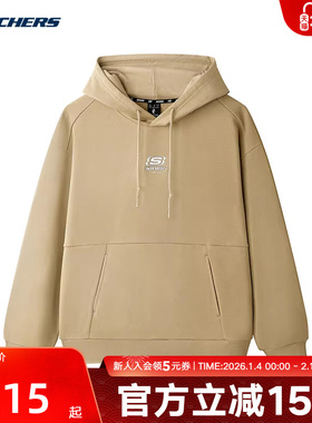 Skechers斯凯奇男女同款宽松针织休闲连帽套头卫衣L125U044/00VC