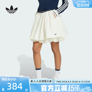 adidas阿迪达斯三叶草女学院风休闲运动百褶半身短裙含内衬KX6886