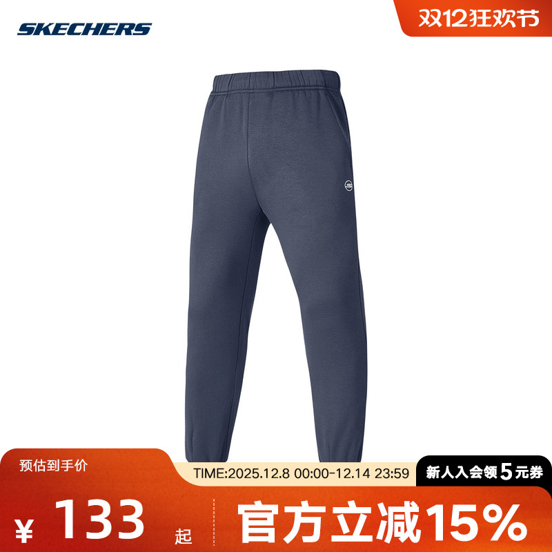 Skechers斯凯奇秋冬男款长裤休闲宽松束脚裤运动裤 P424M082/026R