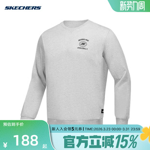 卫衣P424M043 休闲百搭运动风针织亲肤套头衫 01T1 春季 斯凯奇男士