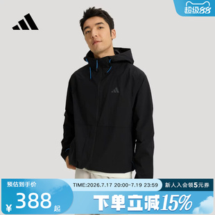 adidas阿迪达斯凉感运动休闲连帽早春薄外套男格子布夹克 KR2511