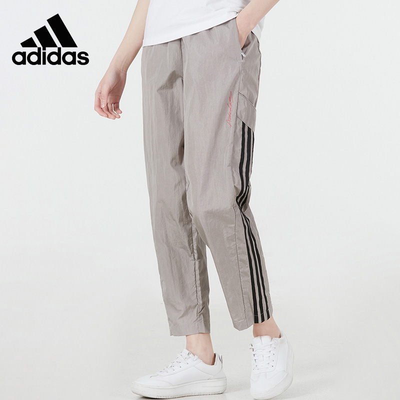 Adidas阿迪达斯裤子女裤2022春秋新款薄款系带灰色梭织长裤HE9991 运动服/休闲服装 运动长裤 原图主图