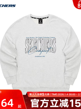 斯凯奇男女同款针织套头卫衣冬宽松舒适长袖打底衫L324U059/0248