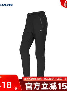 Skechers斯凯奇新款女运动休闲裤舒适透气梭织长裤 P424W223/0018