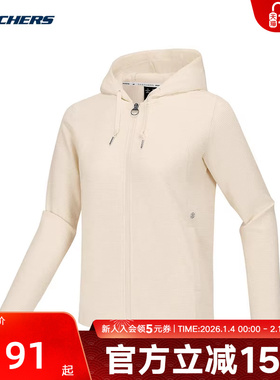 Skechers斯凯奇透气女款运动休闲夹克连帽梭织外套P424W031/02EP