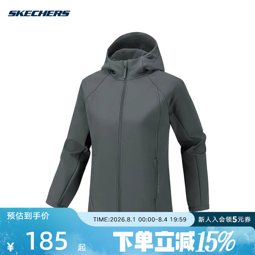 Skechers斯凯奇26春女防风保暖运动连帽梭织外套 P126W001/013P