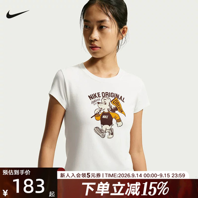 NIKE耐克女子夏新款短袖卡通图案印花运动休闲圆领T恤IM6415-133