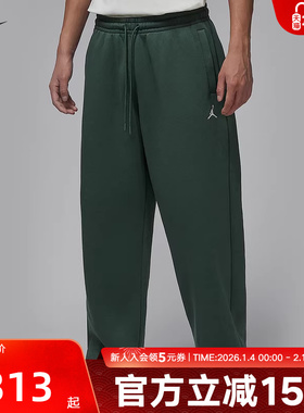 Jordan耐克男裤OVERSIZE风冬加绒宽松直筒长裤黑色卫裤IB7239-316