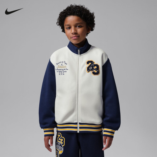 NIKE耐克大童全长拉链开襟运动柔软落肩休闲针织夹克 JF0059-133