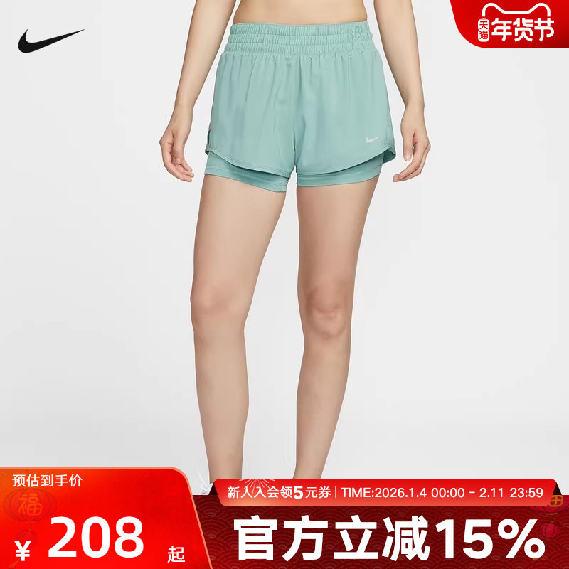 Nike耐克ONE秋女子训练跑步二合一速干运动中长裤短裤DX6013-017