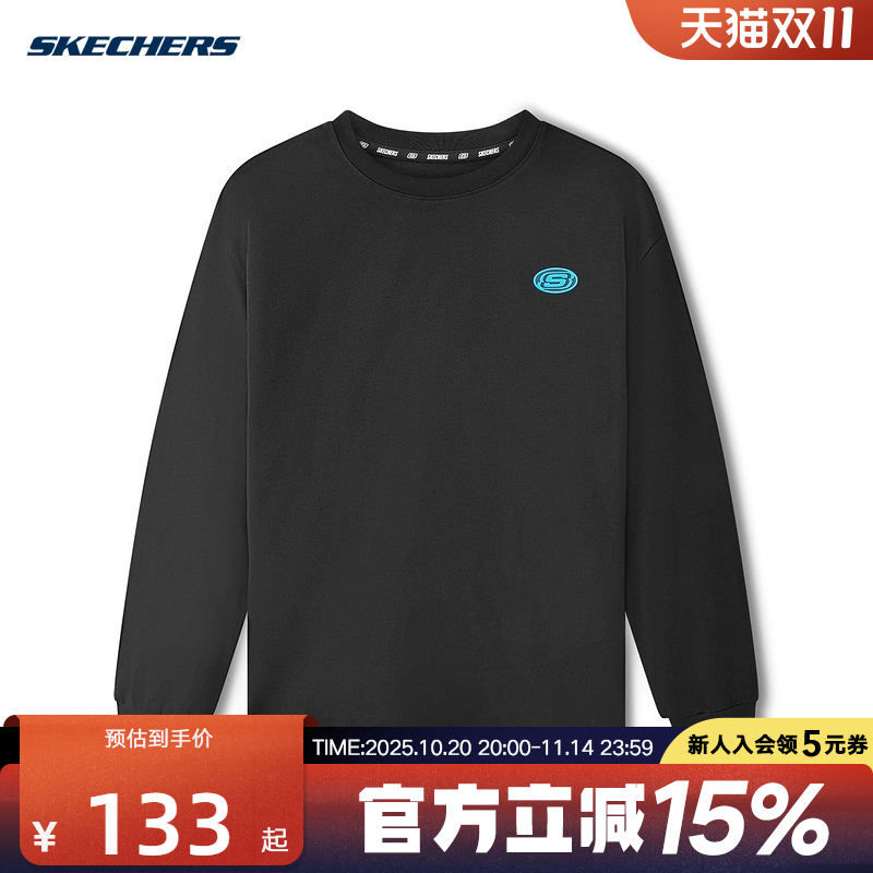 Skechers斯凯奇男女同款时尚印花卫衣舒适针织T恤衫L225U051/0018