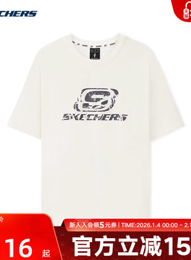 Skechers斯凯奇夏季新款男女休闲运动印花短袖T恤衫L225U058/0074
