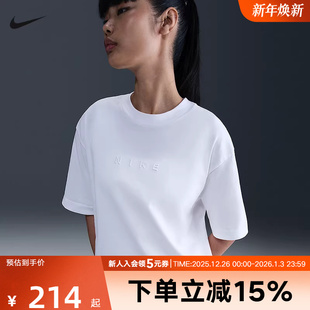 运动T恤HV4956 休闲刺绣小Logo透气短袖 100 新款 Nike耐克女子秋季