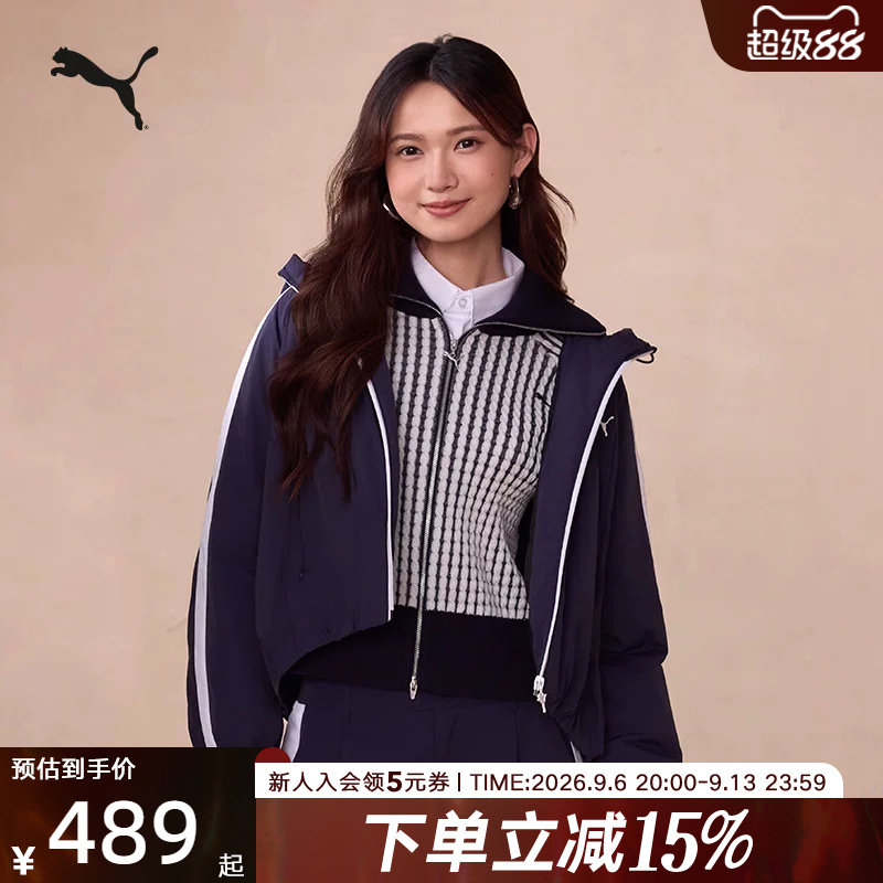 PUMA彪马夹克女子春季跑步运动服休闲保暖连帽夹棉外套637441-16