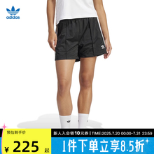阿迪达斯三叶草五分裤女复古三条纹宽松透气黑色运动短裤IU2425