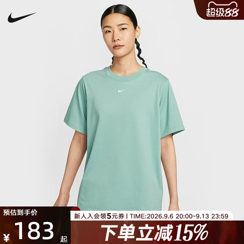 Nike耐克女子短袖夏季款刺绣小勾宽松休闲简约T恤FD4150-017