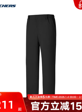 Skechers斯凯奇男士加绒舒适休闲运动阔腿直筒长裤 P325M116/0018