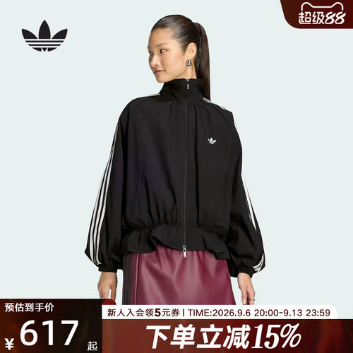 adidas阿迪达斯三叶草2026秋女宽松漏斗领休闲拉链外套上衣LG4075