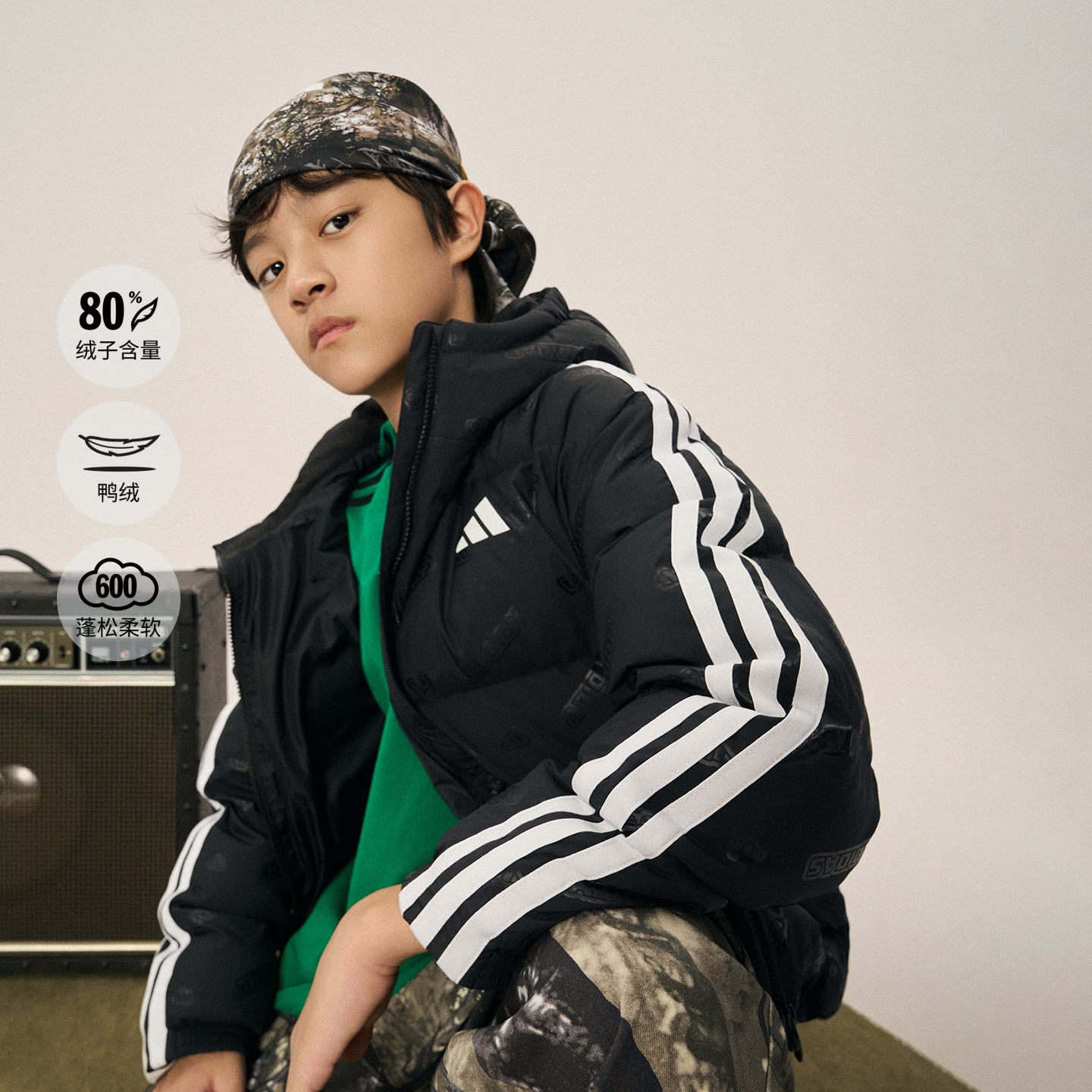 adidas阿迪达斯冬新款拒水防风保暖满印休闲男大童羽绒服 KC5919,童装/婴儿装/亲子装,羽绒服,淘宝优惠券,粉丝福利购,淘宝优惠卷