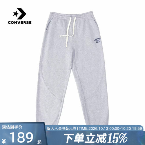 Converse匡威男裤春拼接感绒面印花运动风束脚卫裤长裤MCJ446-G59